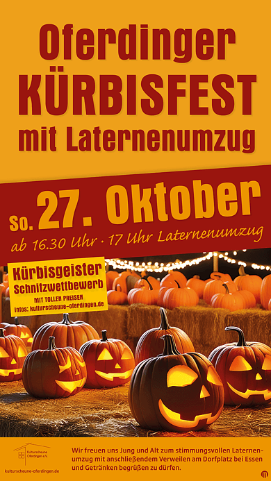 Kürbisfest in Reutlingen-Oferdingen am 27. Oktober 2024 ab 16:30 Uhr