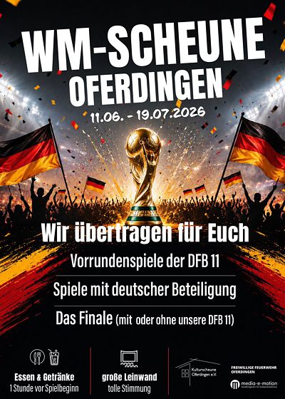WM-Scheune Oferdingen 11.06.-19.07.2026 WM-Scheune Oferdingen 11.06.-19.07.2026
