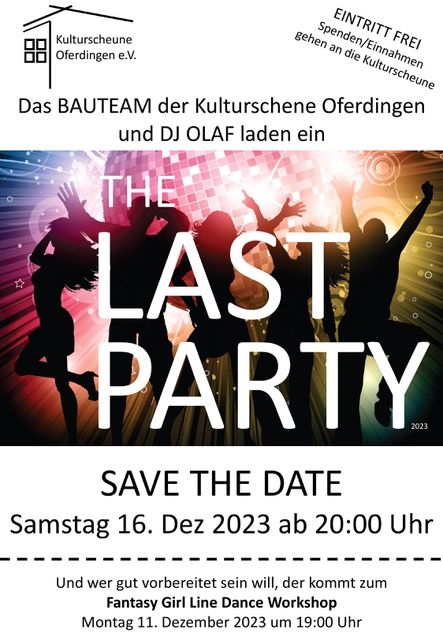 The Last Party mit DJ Olaf in der Kulturscheune Oferdingen am 16.12.2023