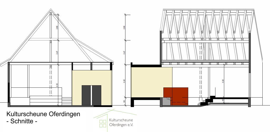 Vorentwurf 2: Schnitte - Kulturscheune Oferdingen