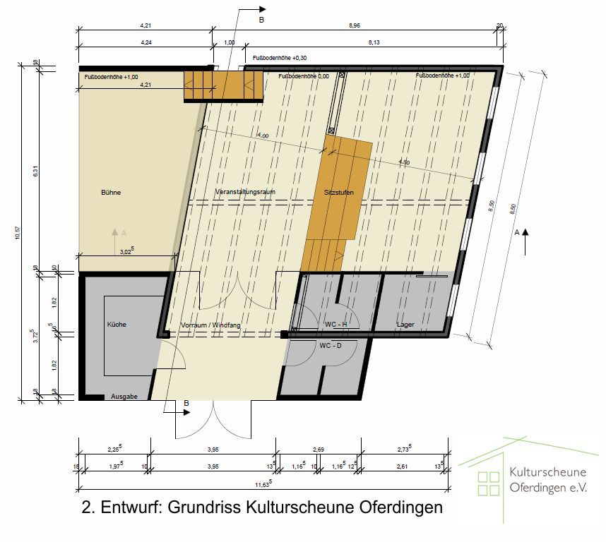 Vorentwurf 2: Grundriss - Kulturscheune Oferdingen